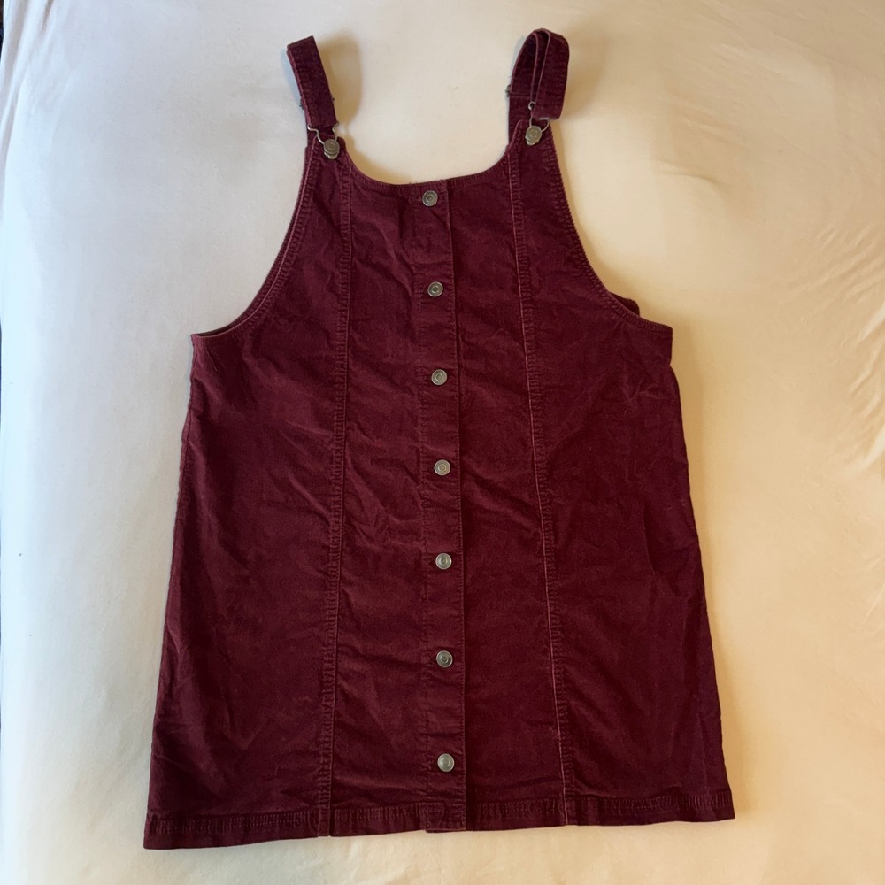 Celebrity Pink Overall Dress XL Burgundy Corduroy Pinafore Mini 90s Y2K Academia